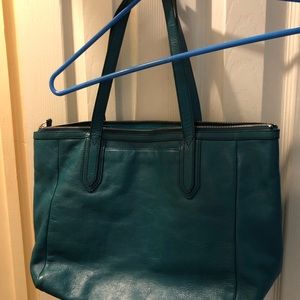 Fossil Sydney shopper large tote teal color